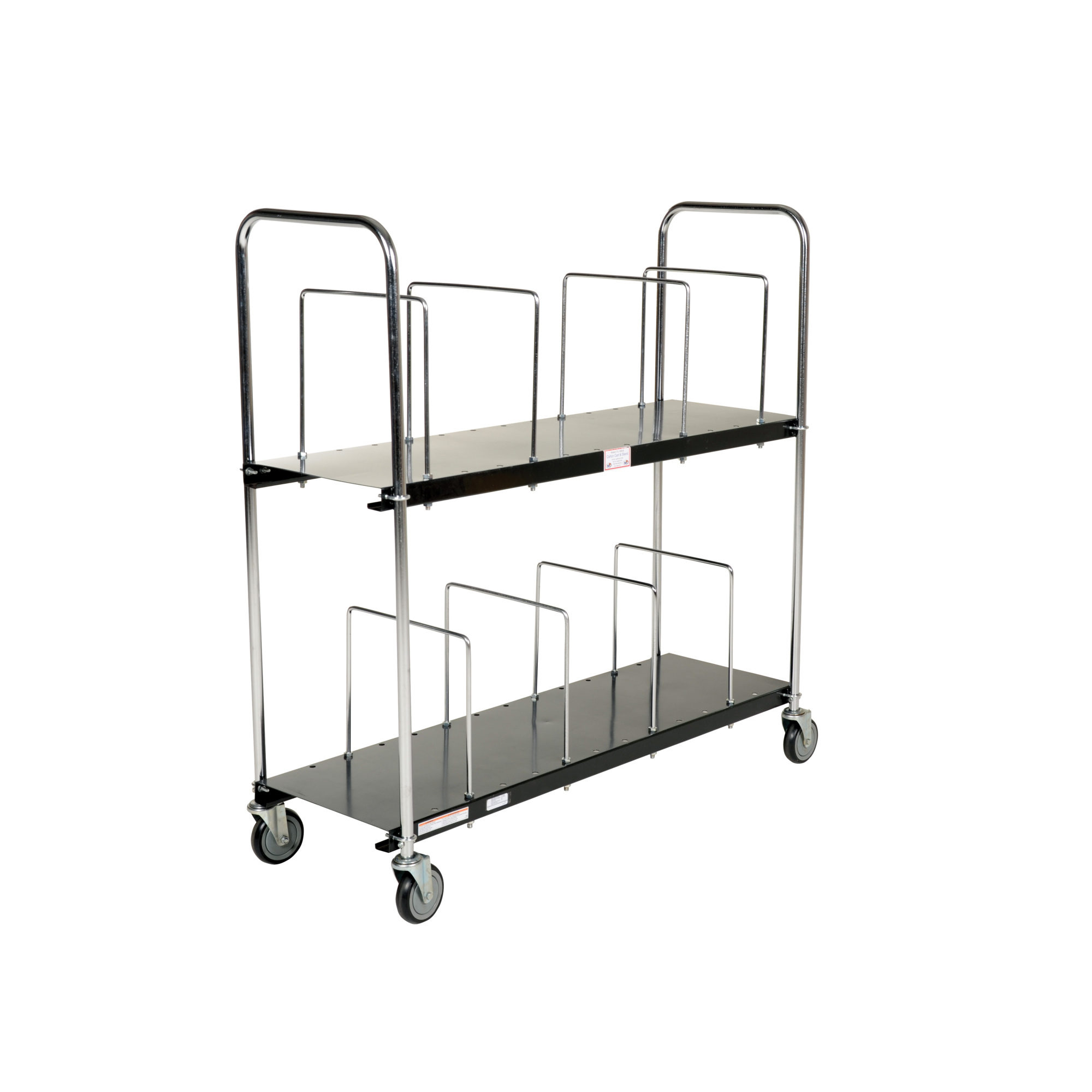 Vestil Steel Portable Carton Cart - 2-Tier, 400-Lb. Capacity, Adjustable Shelves, Model# CTC-1856-B
